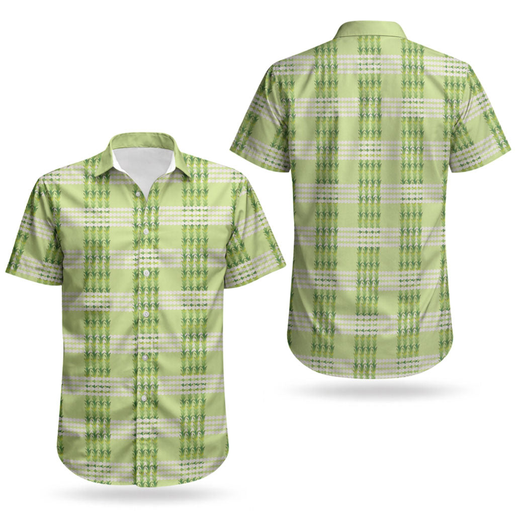 Aloha Hawaii Pakalana Pikake Lei Couples Matching Mermaid Dress and Hawaiian Shirt Palaka Inspired Hawaiian-plaid Pastel Green