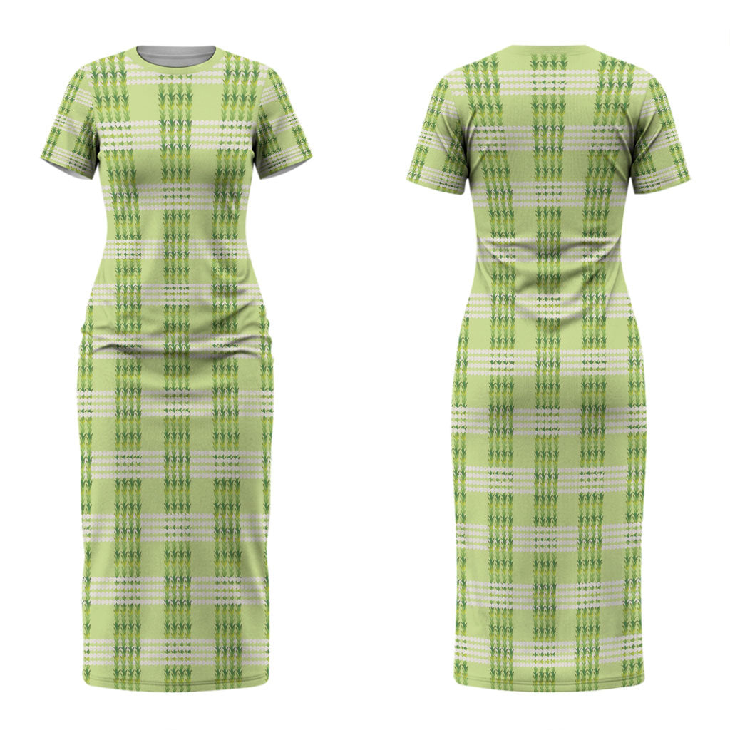 Aloha Hawaii Pakalana Pikake Lei Couples Matching Short Sleeve Bodycon Dress and Long Sleeve Button Shirt Palaka Inspired Hawaiian-plaid Pastel Green