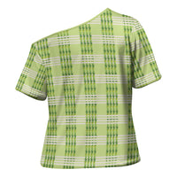 Aloha Hawaii Pakalana Pikake Lei Cross Shoulder Shirt Palaka Inspired Hawaiian-plaid Pastel Green
