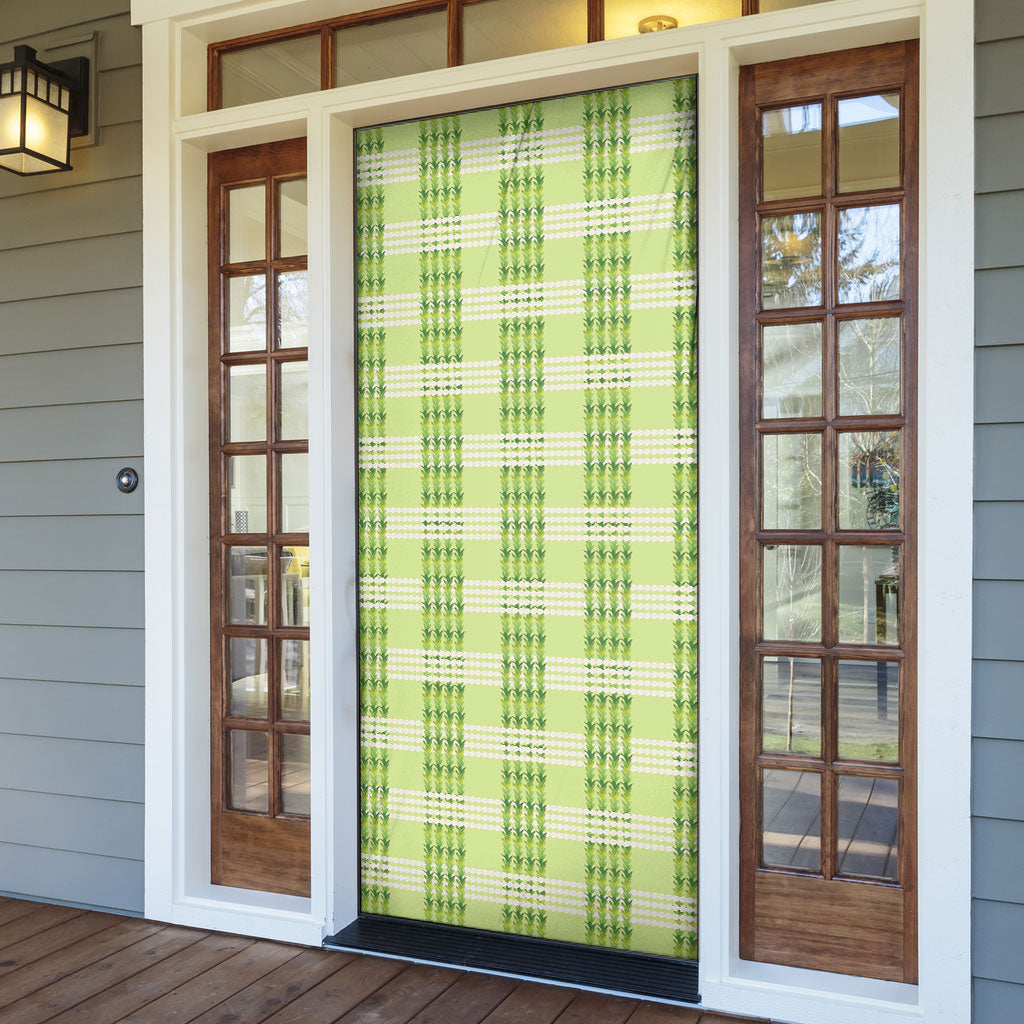 Aloha Hawaii Pakalana Pikake Lei Door Cover Palaka Inspired Hawaiian-plaid Pastel Green