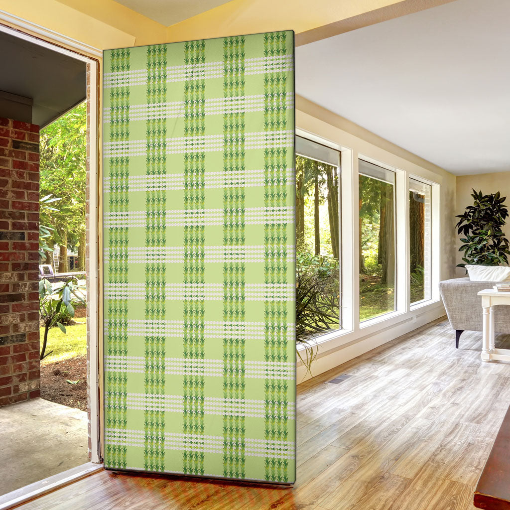 Aloha Hawaii Pakalana Pikake Lei Door Cover Palaka Inspired Hawaiian-plaid Pastel Green
