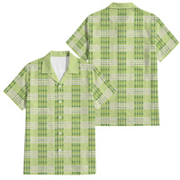 Aloha Hawaii Pakalana Pikake Lei Family Matching Long Sleeve Bodycon Dress and Hawaiian Shirt Palaka Inspired Hawaiian-plaid Pastel Green