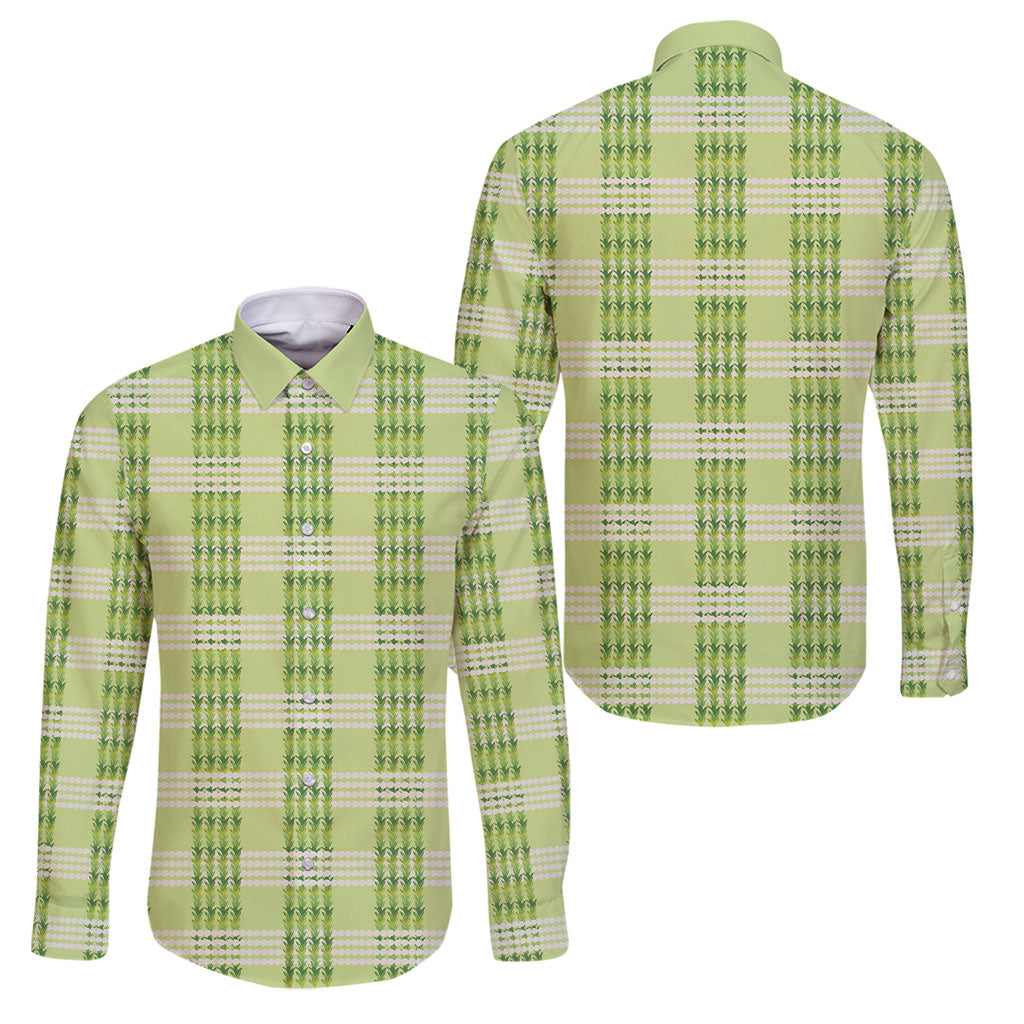 Aloha Hawaii Pakalana Pikake Lei Family Matching Off Shoulder Short Dress and Hawaiian Shirt Palaka Inspired Hawaiian-plaid Pastel Green