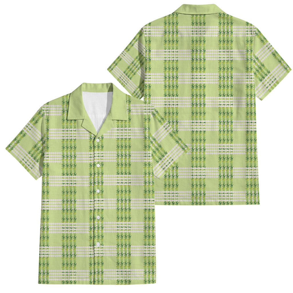 Aloha Hawaii Pakalana Pikake Lei Family Matching Puletasi and Hawaiian Shirt Palaka Inspired Hawaiian-plaid Pastel Green