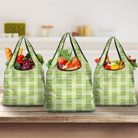 Aloha Hawaii Pakalana Pikake Lei Grocery Bag Palaka Inspired Hawaiian-plaid Pastel Green