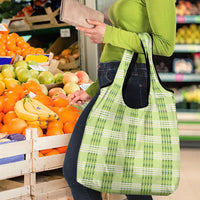 Aloha Hawaii Pakalana Pikake Lei Grocery Bag Palaka Inspired Hawaiian-plaid Pastel Green