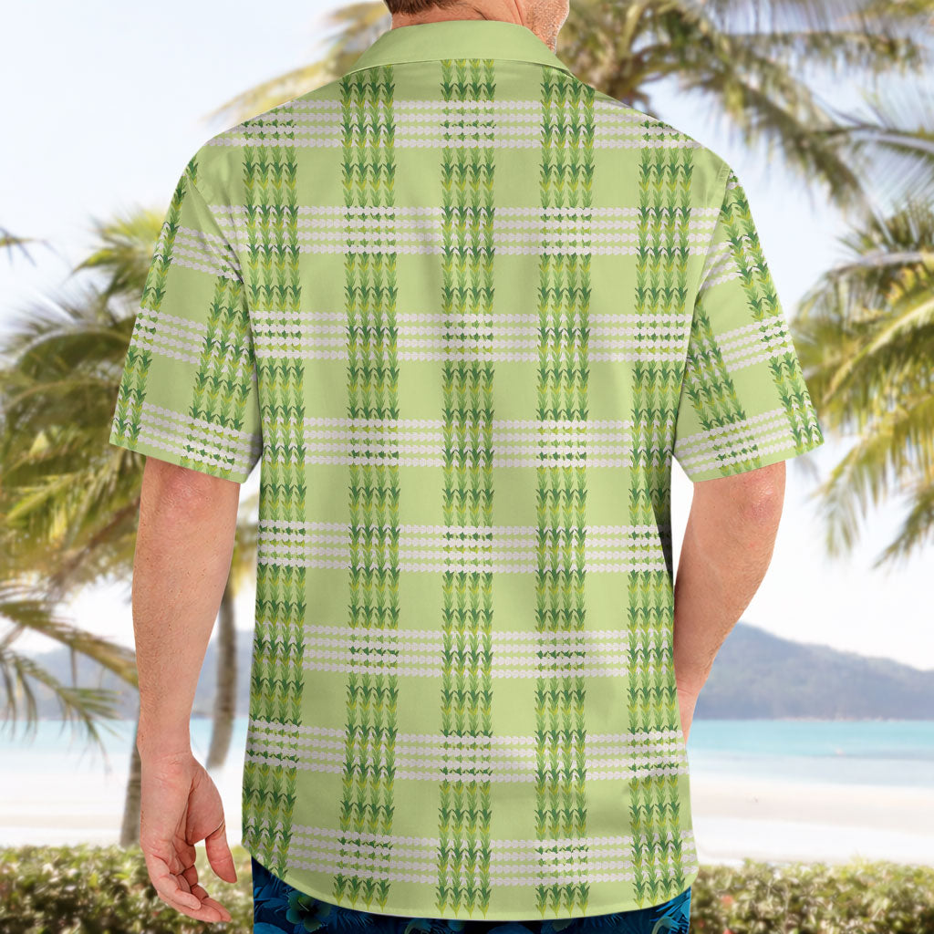 Aloha Hawaii Pakalana Pikake Lei Hawaiian Shirt Palaka Inspired Hawaiian-plaid Pastel Green