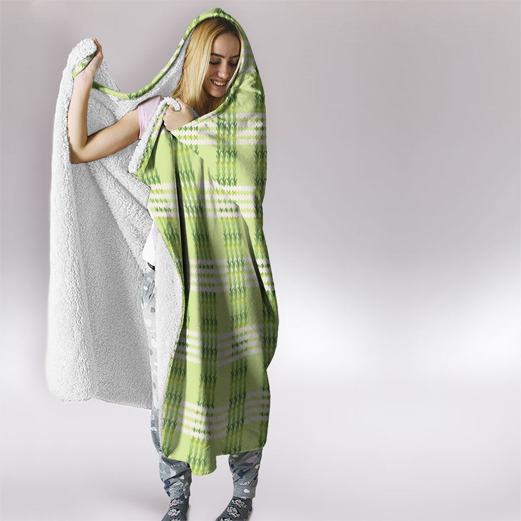 Aloha Hawaii Pakalana Pikake Lei Hooded Blanket Palaka Inspired Hawaiian-plaid Pastel Green