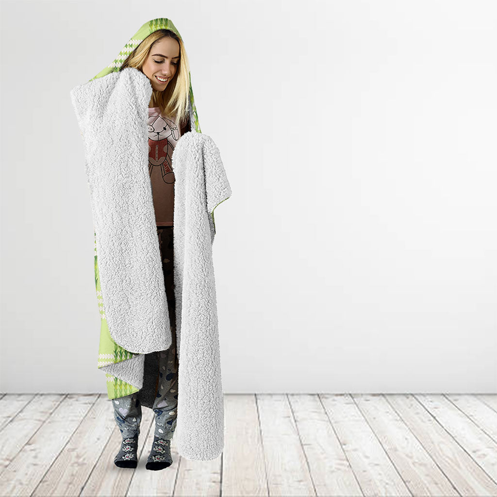 Aloha Hawaii Pakalana Pikake Lei Hooded Blanket Palaka Inspired Hawaiian-plaid Pastel Green