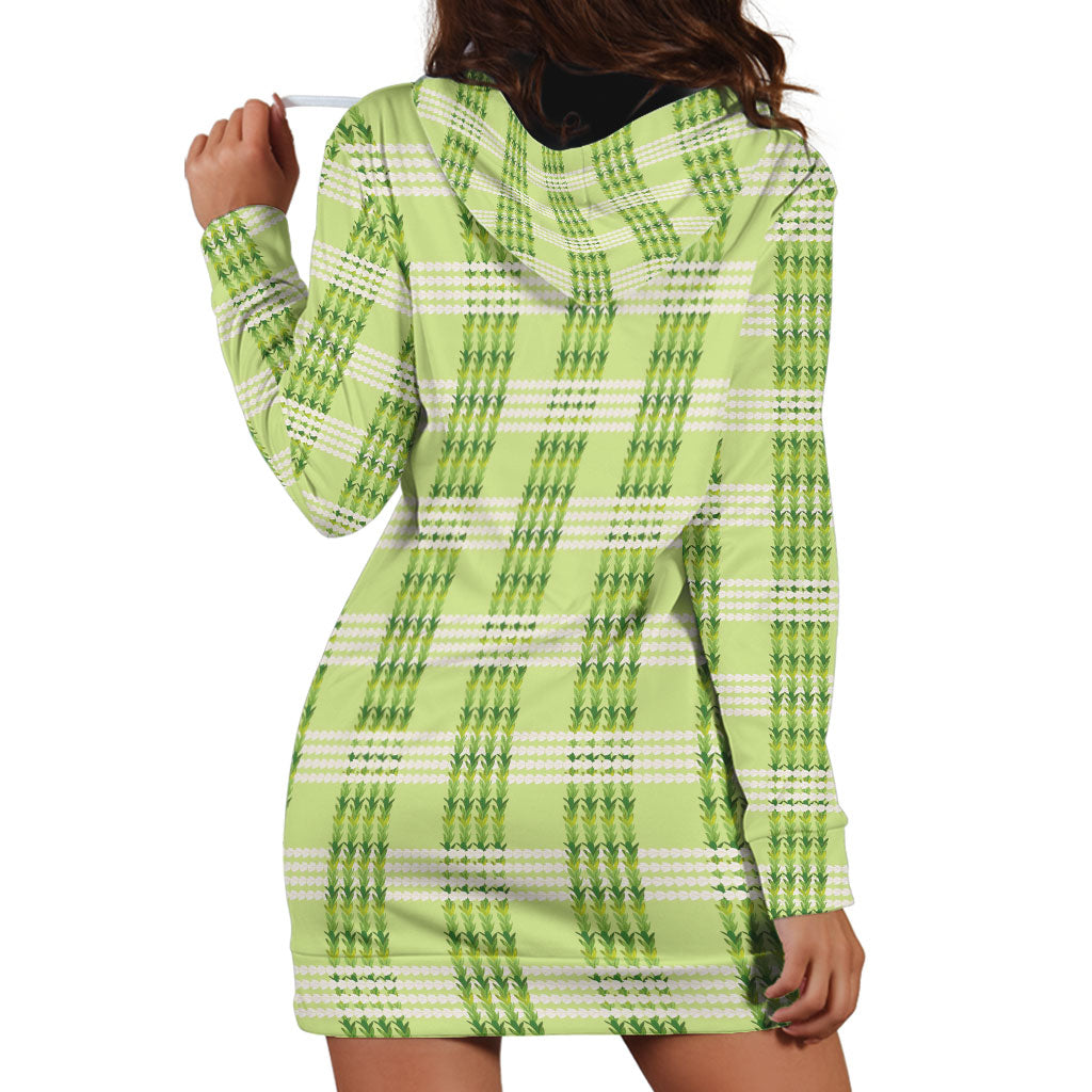 Aloha Hawaii Pakalana Pikake Lei Hoodie Dress Palaka Inspired Hawaiian-plaid Pastel Green