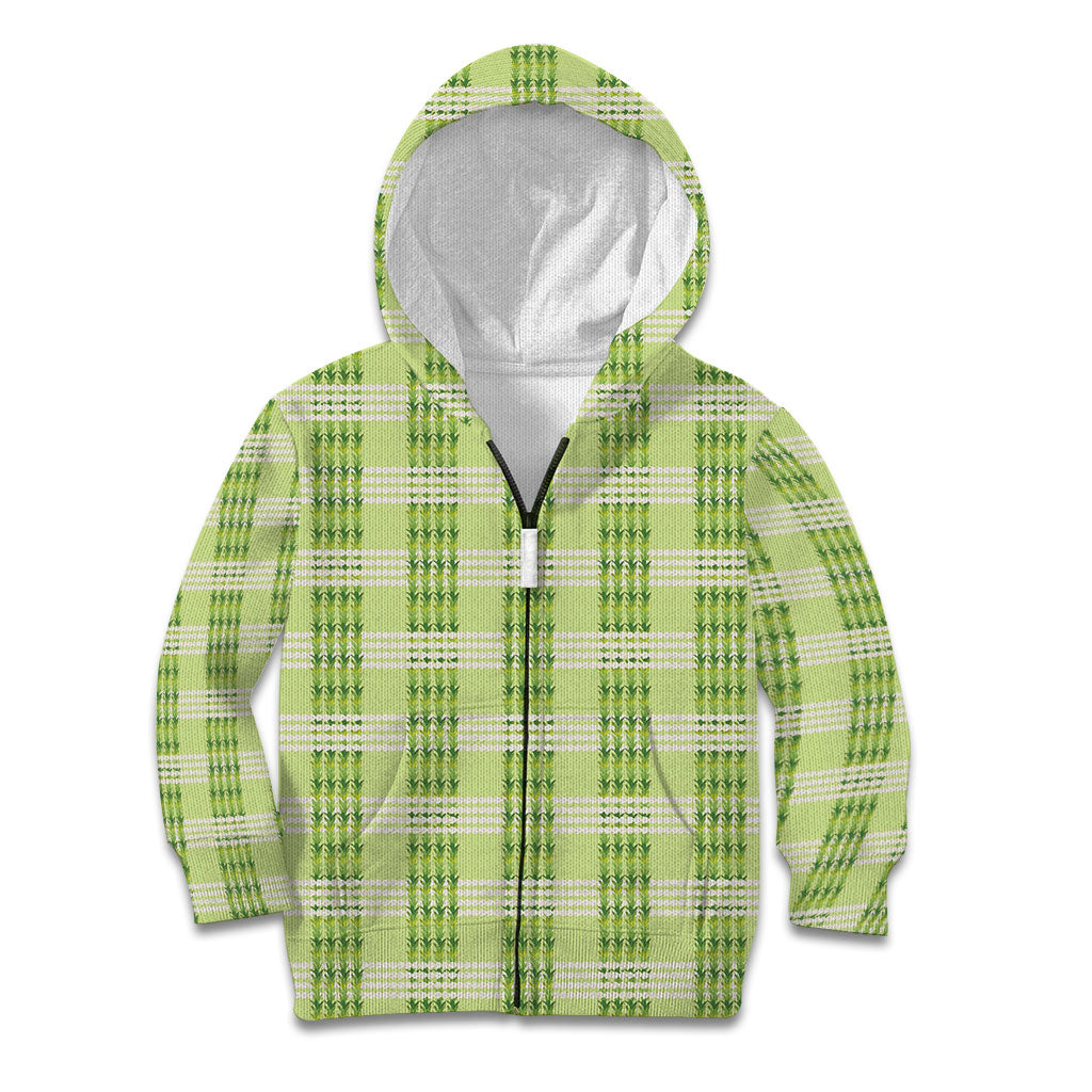 Aloha Hawaii Pakalana Pikake Lei Kid Hoodie Palaka Inspired Hawaiian-plaid Pastel Green