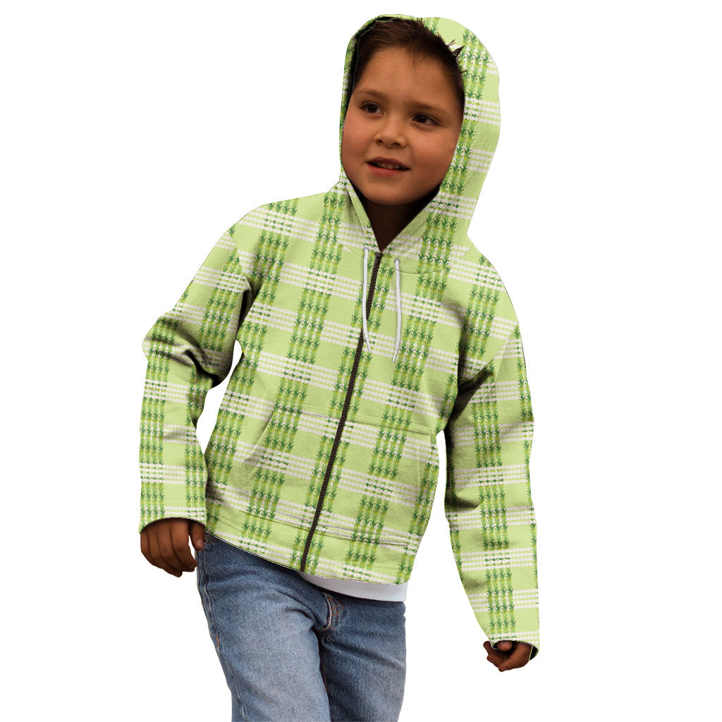 Aloha Hawaii Pakalana Pikake Lei Kid Hoodie Palaka Inspired Hawaiian-plaid Pastel Green
