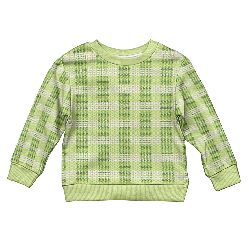 Aloha Hawaii Pakalana Pikake Lei Kid Ugly Christmas Sweater Palaka Inspired Hawaiian-plaid Pastel Green LT14 Kid Green - Polynesian Pride
