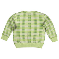 Aloha Hawaii Pakalana Pikake Lei Kid Ugly Christmas Sweater Palaka Inspired Hawaiian-plaid Pastel Green