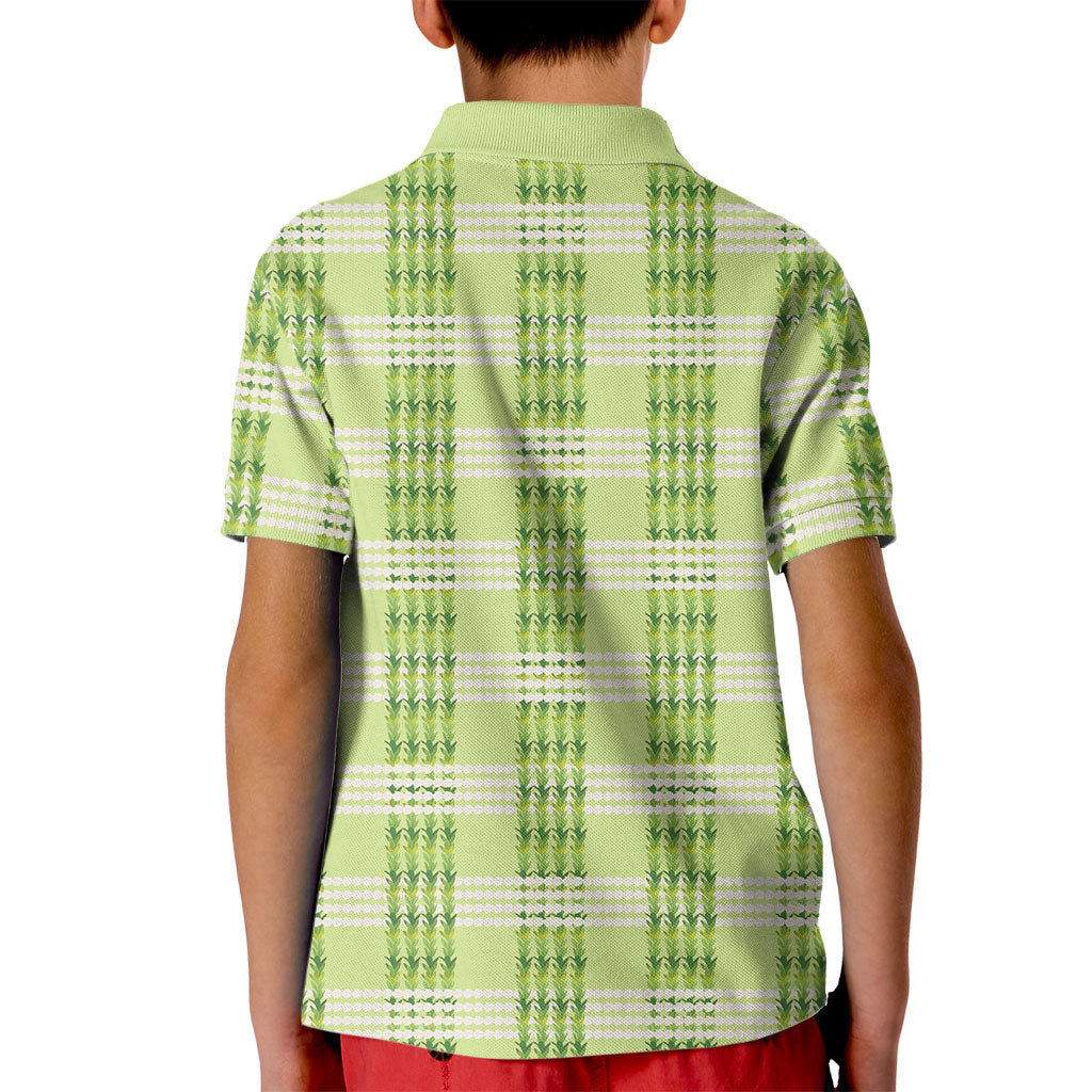 Aloha Hawaii Pakalana Pikake Lei Kid Polo Shirt Palaka Inspired Hawaiian-plaid Pastel Green