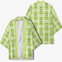 Aloha Hawaii Pakalana Pikake Lei Kimono Palaka Inspired Hawaiian-plaid Pastel Green