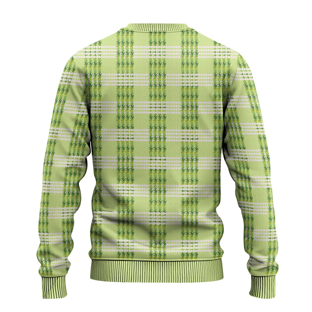 Aloha Hawaii Pakalana Pikake Lei Ugly Christmas Sweater Palaka Inspired Hawaiian-plaid Pastel Green