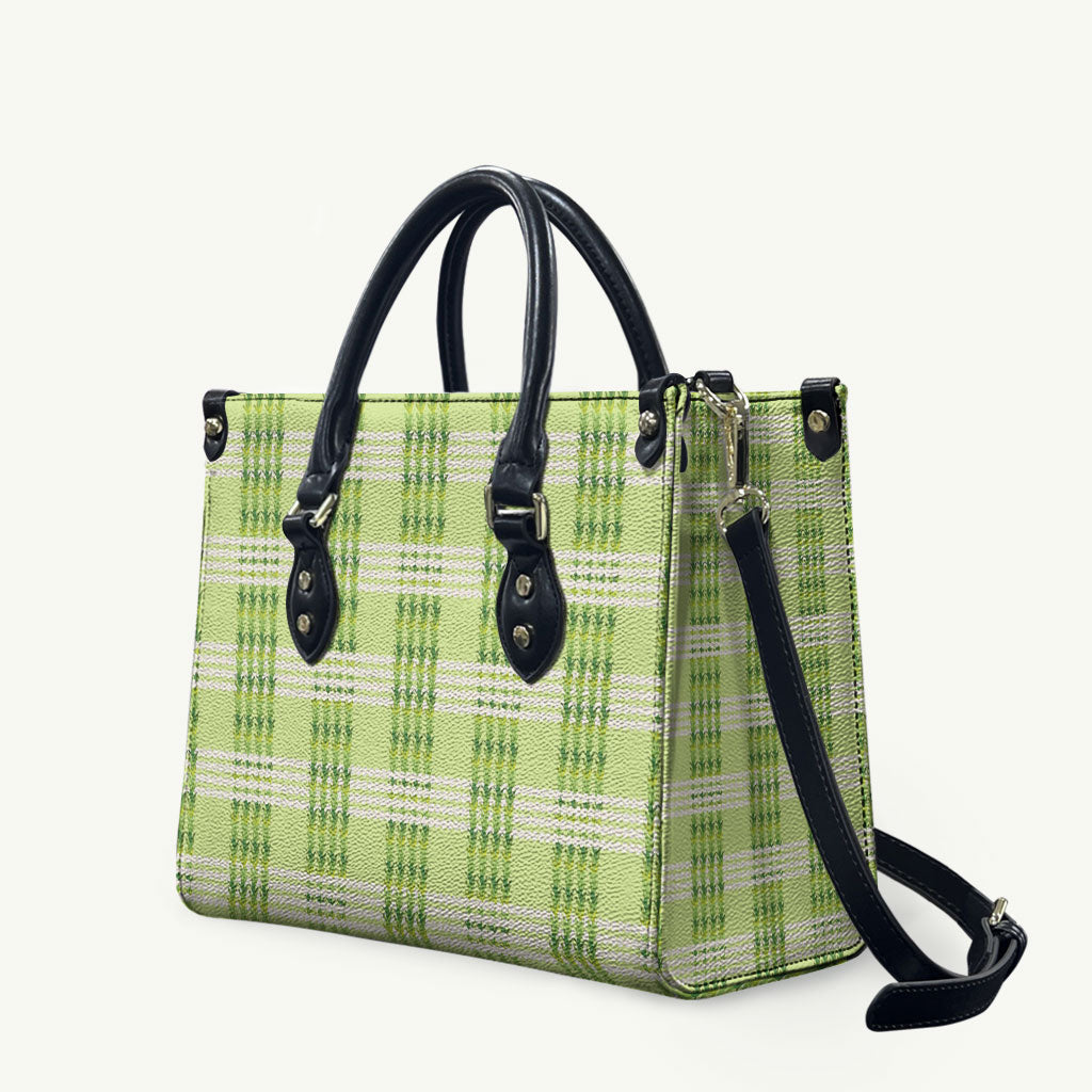 Aloha Hawaii Pakalana Pikake Lei Leather Bag Palaka Inspired Hawaiian-plaid Pastel Green