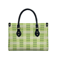 Aloha Hawaii Pakalana Pikake Lei Leather Bag Palaka Inspired Hawaiian-plaid Pastel Green