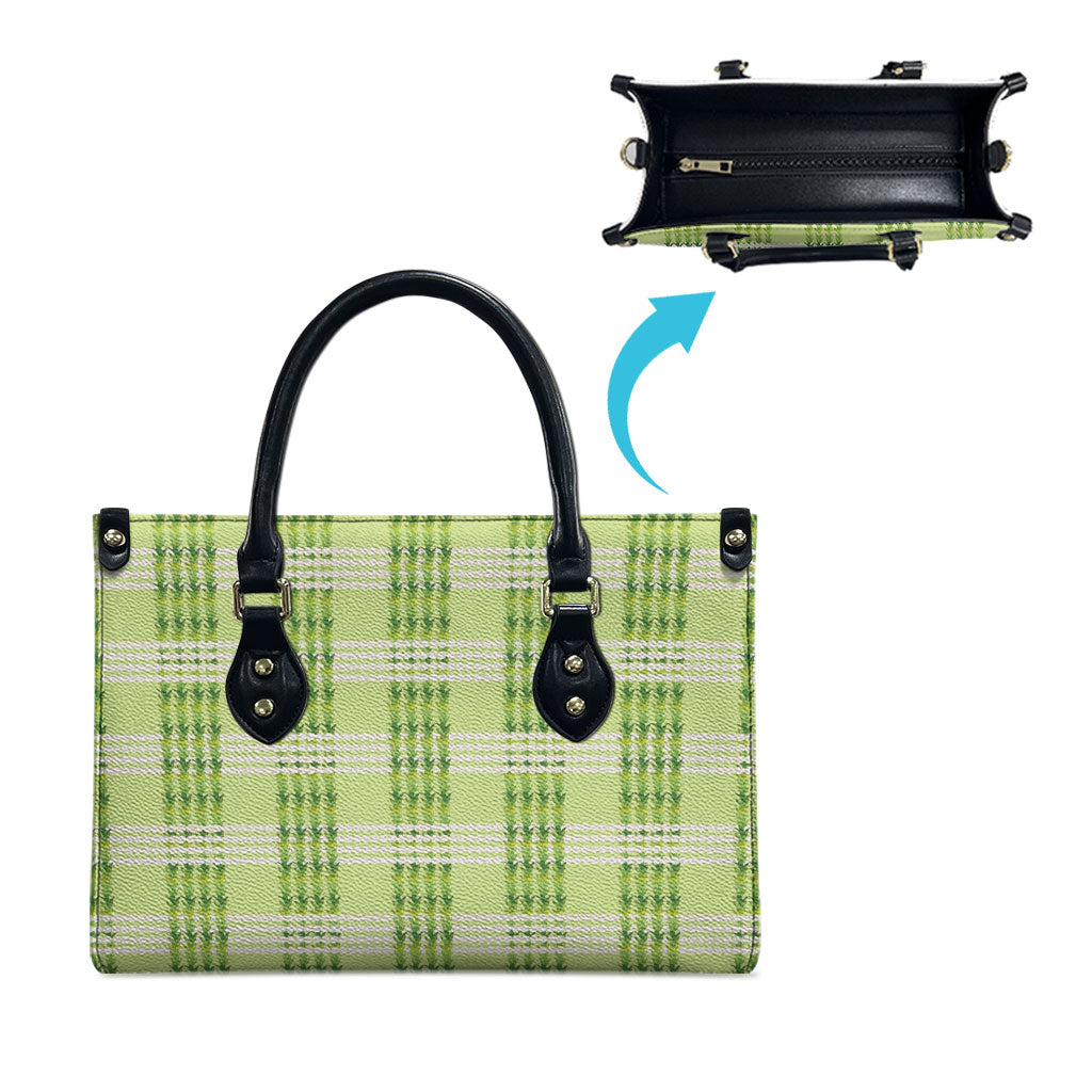 Aloha Hawaii Pakalana Pikake Lei Leather Bag Palaka Inspired Hawaiian-plaid Pastel Green