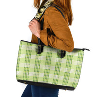 Aloha Hawaii Pakalana Pikake Lei Leather Tote Bag Palaka Inspired Hawaiian-plaid Pastel Green