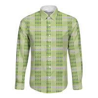 Aloha Hawaii Pakalana Pikake Lei Long Sleeve Button Shirt Palaka Inspired Hawaiian-plaid Pastel Green