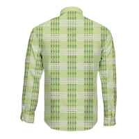 Aloha Hawaii Pakalana Pikake Lei Long Sleeve Button Shirt Palaka Inspired Hawaiian-plaid Pastel Green