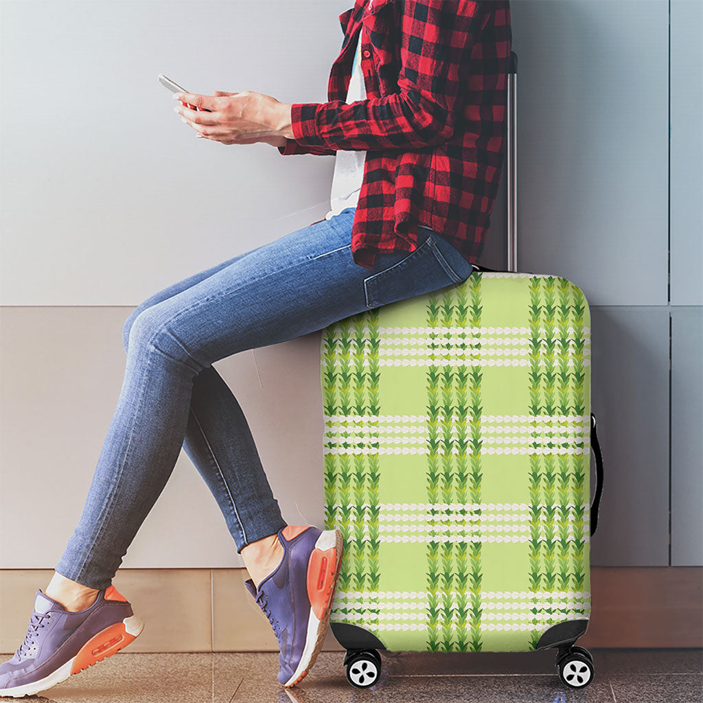 Aloha Hawaii Pakalana Pikake Lei Luggage Cover Palaka Inspired Hawaiian-plaid Pastel Green