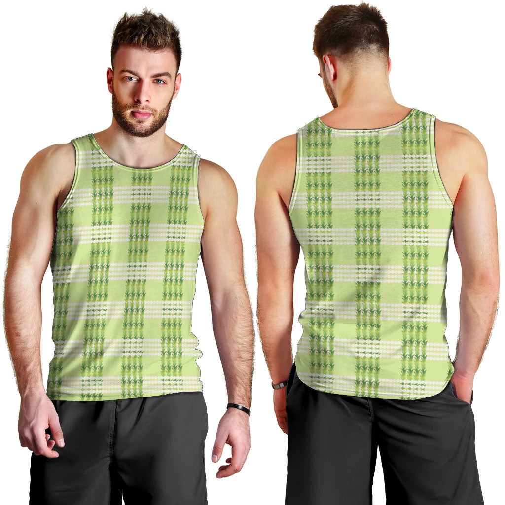 Aloha Hawaii Pakalana Pikake Lei Men Tank Top Palaka Inspired Hawaiian-plaid Pastel Green