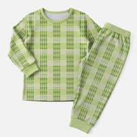 Aloha Hawaii Pakalana Pikake Lei Christmas Pajama Set Palaka Inspired Hawaiian-plaid Pastel Green