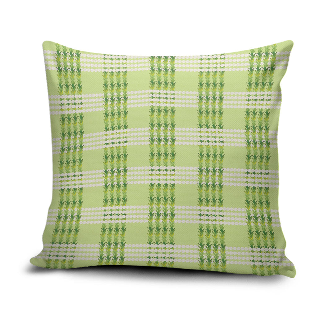 Aloha Hawaii Pakalana Pikake Lei Pillow Cover Palaka Inspired Hawaiian-plaid Pastel Green