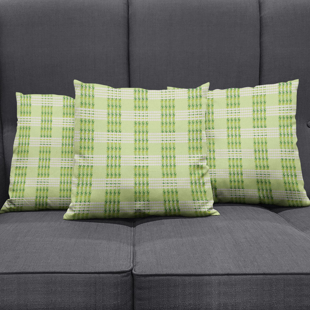Aloha Hawaii Pakalana Pikake Lei Pillow Cover Palaka Inspired Hawaiian-plaid Pastel Green