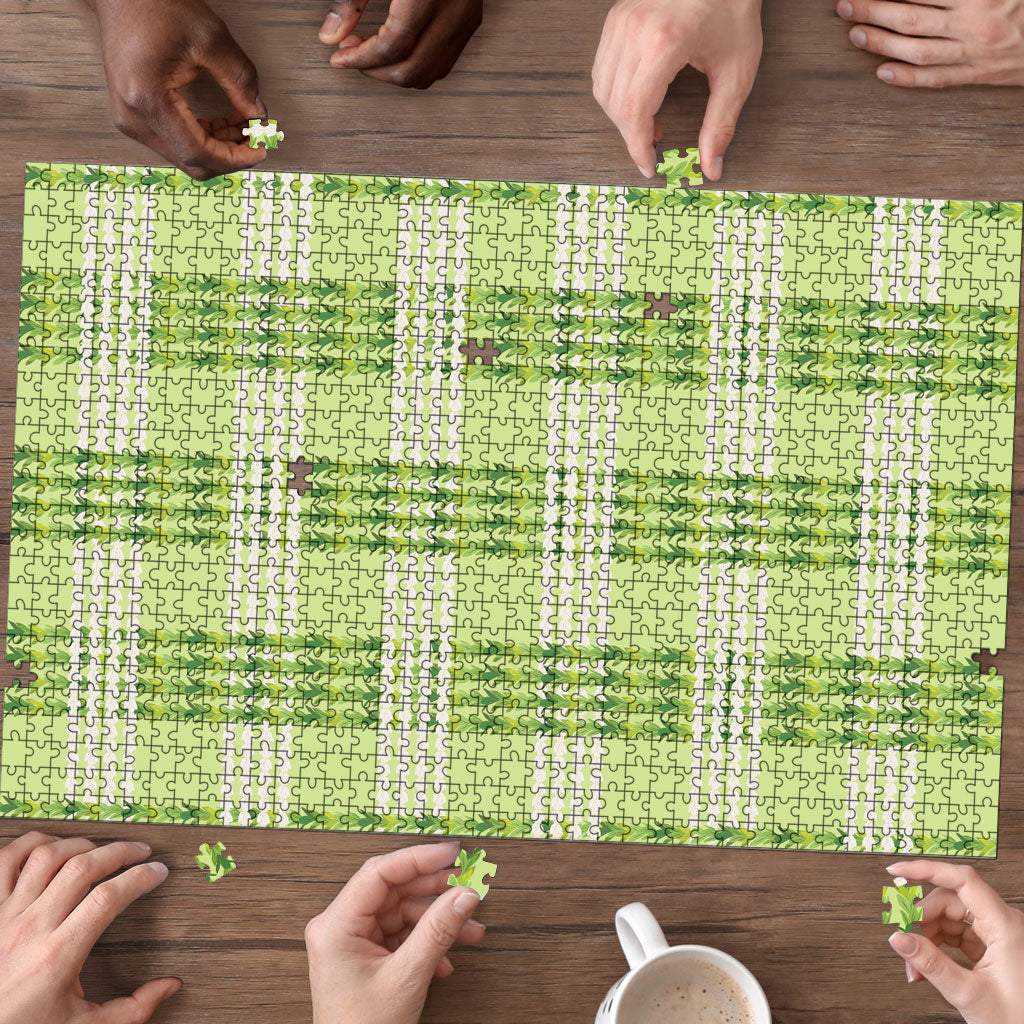Aloha Hawaii Pakalana Pikake Lei Puzzle Palaka Inspired Hawaiian-plaid Pastel Green