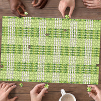 Aloha Hawaii Pakalana Pikake Lei Puzzle Palaka Inspired Hawaiian-plaid Pastel Green