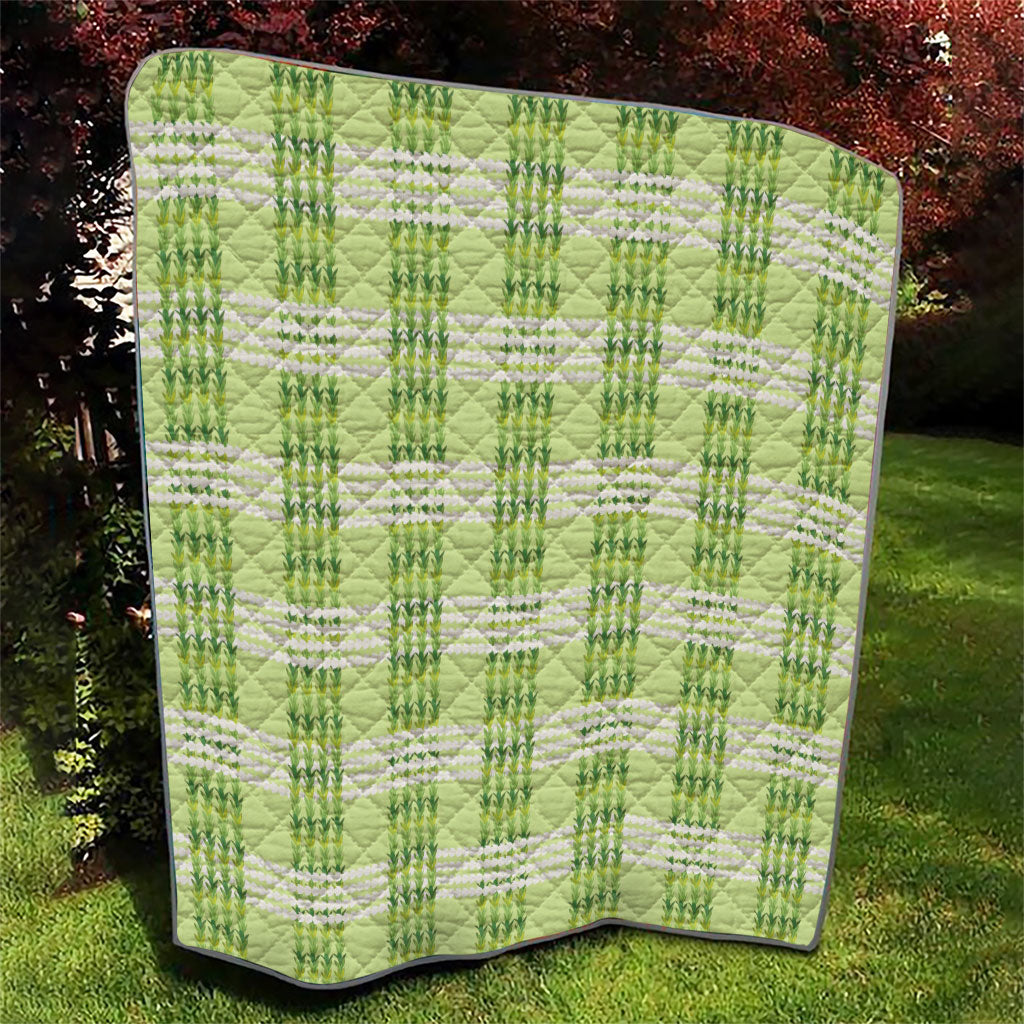 Aloha Hawaii Pakalana Pikake Lei Quilt Palaka Inspired Hawaiian-plaid Pastel Green