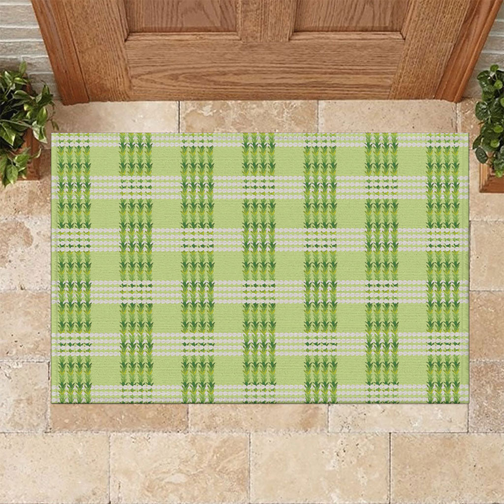 Aloha Hawaii Pakalana Pikake Lei Rubber Doormat Palaka Inspired Hawaiian-plaid Pastel Green