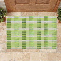 Aloha Hawaii Pakalana Pikake Lei Rubber Doormat Palaka Inspired Hawaiian-plaid Pastel Green
