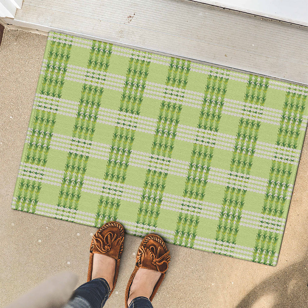 Aloha Hawaii Pakalana Pikake Lei Rubber Doormat Palaka Inspired Hawaiian-plaid Pastel Green