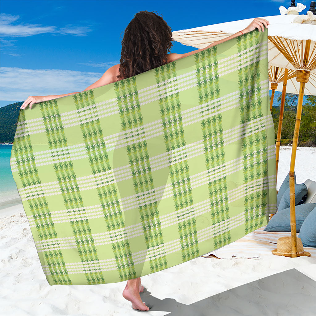 Aloha Hawaii Pakalana Pikake Lei Sarong Palaka Inspired Hawaiian-plaid Pastel Green