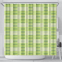Aloha Hawaii Pakalana Pikake Lei Shower Curtain Palaka Inspired Hawaiian-plaid Pastel Green