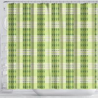 Aloha Hawaii Pakalana Pikake Lei Shower Curtain Palaka Inspired Hawaiian-plaid Pastel Green