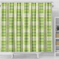 Aloha Hawaii Pakalana Pikake Lei Shower Curtain Palaka Inspired Hawaiian-plaid Pastel Green
