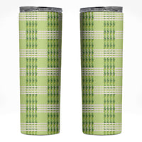 Aloha Hawaii Pakalana Pikake Lei Skinny Tumbler Palaka Inspired Hawaiian-plaid Pastel Green