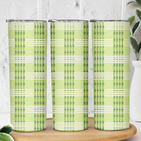 Aloha Hawaii Pakalana Pikake Lei Skinny Tumbler Palaka Inspired Hawaiian-plaid Pastel Green