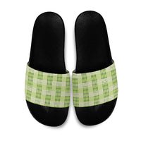 Aloha Hawaii Pakalana Pikake Lei Slide Sandals Palaka Inspired Hawaiian-plaid Pastel Green