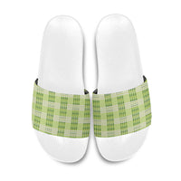 Aloha Hawaii Pakalana Pikake Lei Slide Sandals Palaka Inspired Hawaiian-plaid Pastel Green