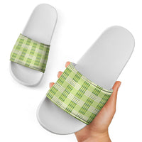 Aloha Hawaii Pakalana Pikake Lei Slide Sandals Palaka Inspired Hawaiian-plaid Pastel Green