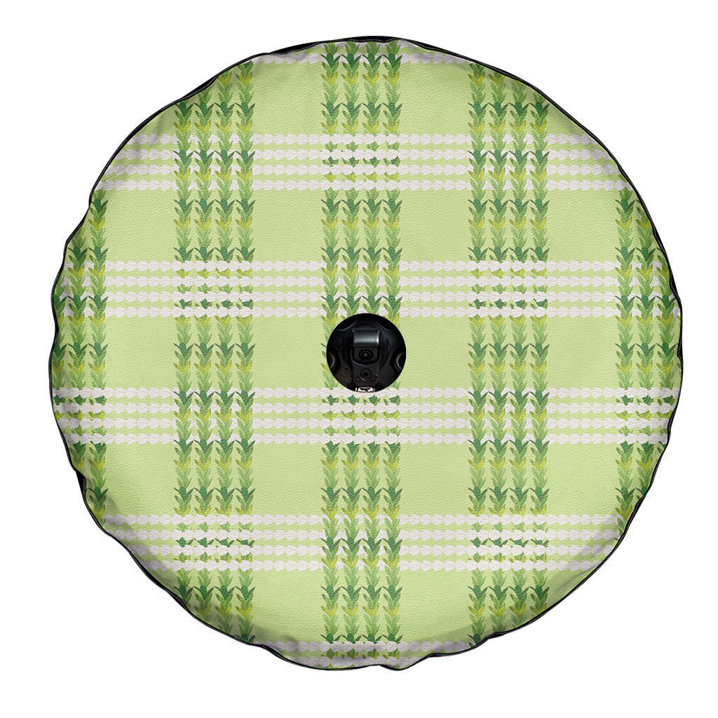 Aloha Hawaii Pakalana Pikake Lei Spare Tire Cover Palaka Inspired Hawaiian-plaid Pastel Green
