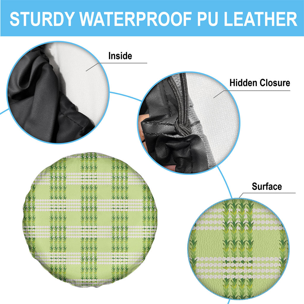 Aloha Hawaii Pakalana Pikake Lei Spare Tire Cover Palaka Inspired Hawaiian-plaid Pastel Green