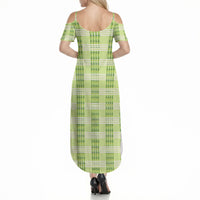 Aloha Hawaii Pakalana Pikake Lei Summer Maxi Dress Palaka Inspired Hawaiian-plaid Pastel Green